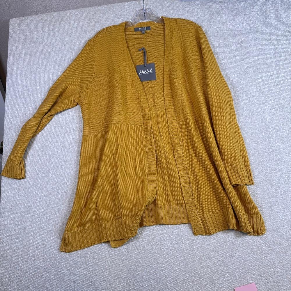 NWT Marled Reunited Clothing Open Front Caramel Gold Cardigan Sweater 1X - Picture 11 of 11